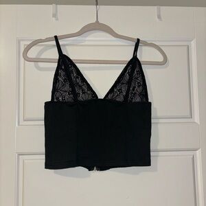 Black cropped spaghetti strap top